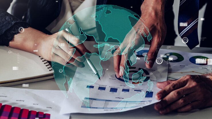 Foto painel conceitual de negócios para análise de dados financeiros