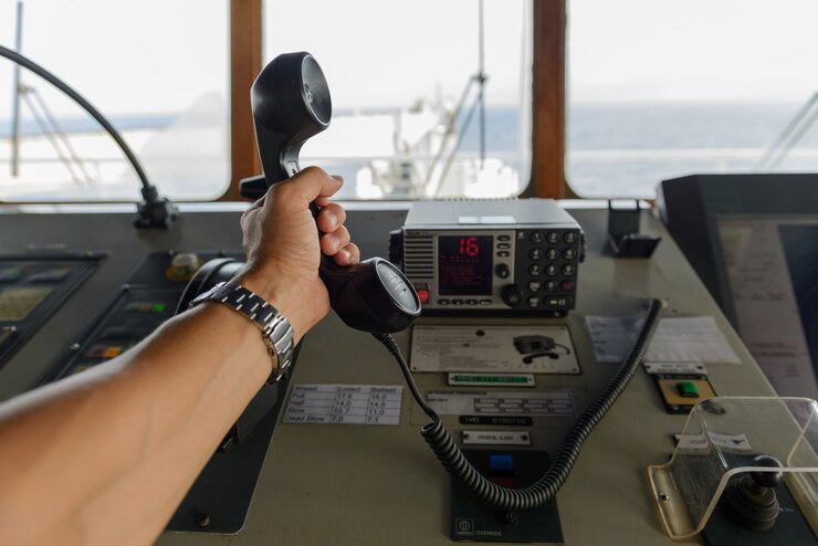 Painel de controle de navegação e rádio vhf