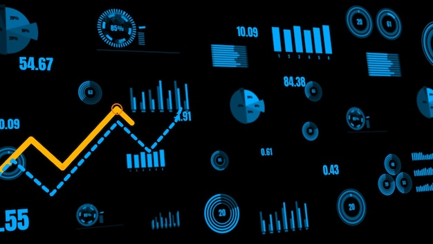 Foto painel de controle de negócios visionário para análise de dados financeiros