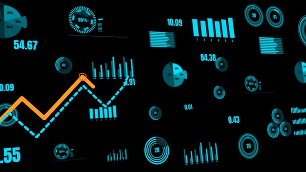 Foto painel de controle de negócios visionário para análise de dados financeiros