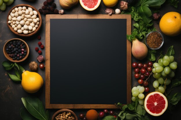 painel de menu vazio na maquete de ingrediente alimentar em branco do banner de informações IA generativa