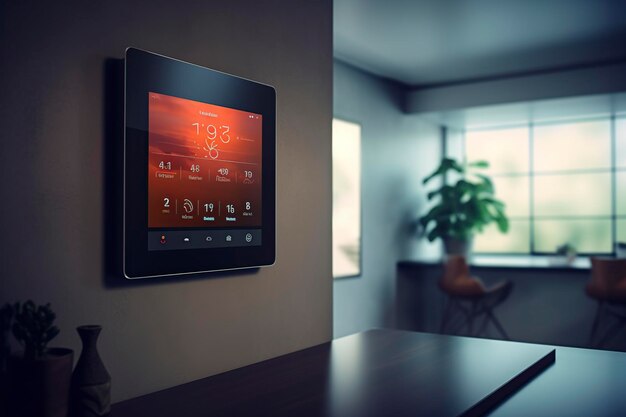 Foto painel de tablet de casa inteligente na parede