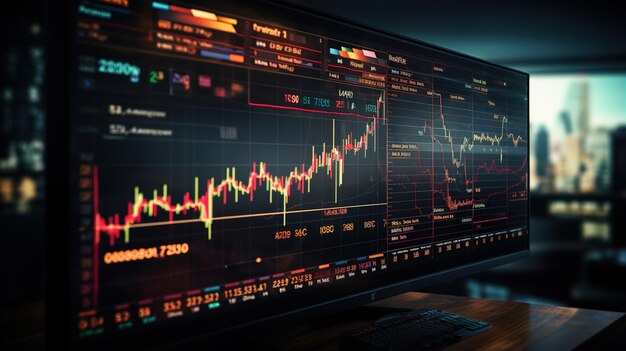 Painel digital do mercado de ações com dados em tempo real