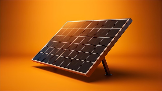 Painel solar em um belo fundo laranja IA geradora