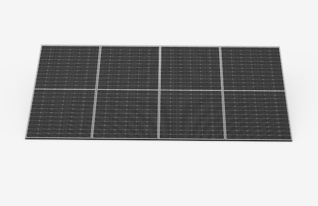 Painel solar fotovoltaico 3d isolado em fundo branco Ilustração 3d