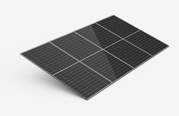 Painel solar fotovoltaico 3d isolado em fundo branco Ilustração 3d