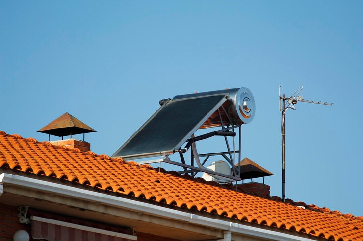 Foto painel solar para aquecimento de água