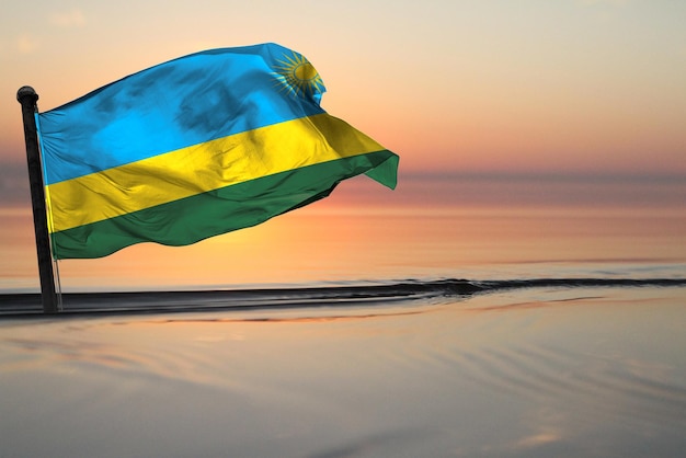 Un país de la bandera nacional de ruanda en un fondo de ver