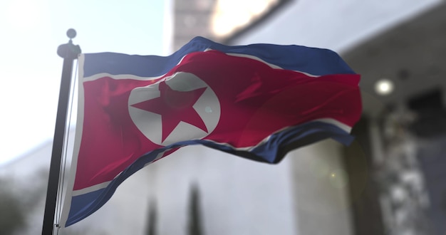 País da bandeira nacional da Coreia do Norte agitando a bandeira Política e ilustração de notícias