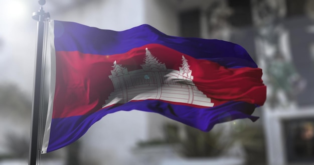 País da bandeira nacional do Camboja acenando a bandeira Política e ilustração de notícias