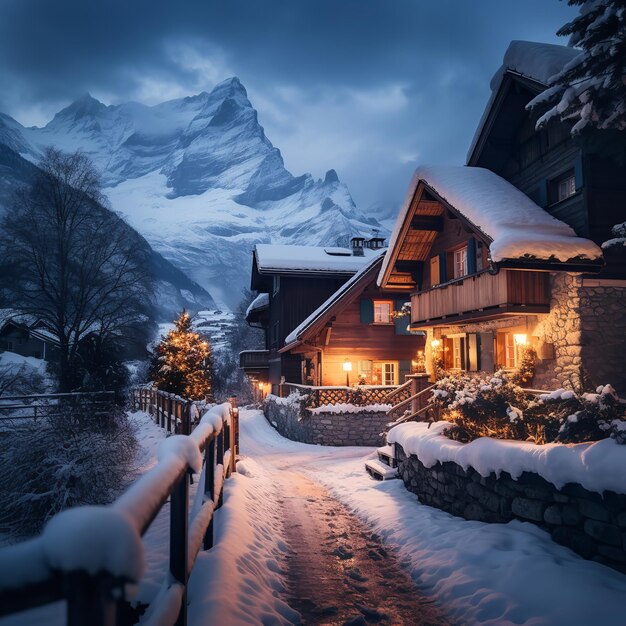 País das Maravilhas de Inverno em Grindelwald Ai generativo