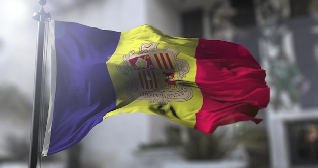 País de bandeira nacional de Andorra agitando bandeira Política e ilustração de notícias