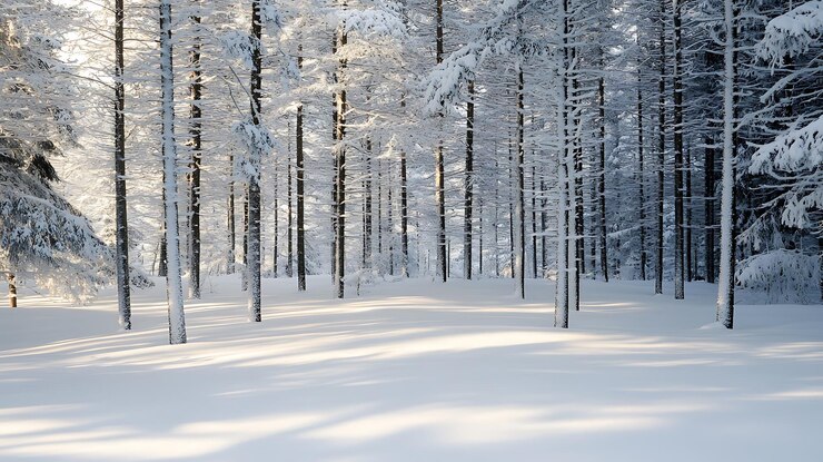 El país de las maravillas de invierno con árboles cubiertos de nieve