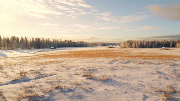 Foto el país de las maravillas de invierno un impresionante paisaje escandinavo de 8 km en la finlandia rural