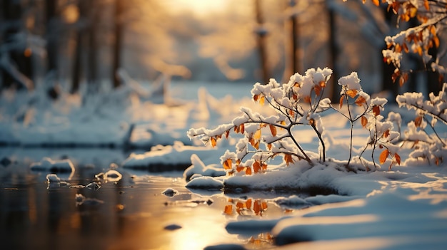 Foto el país de las maravillas de invierno un paisaje sereno cubierto de nieve