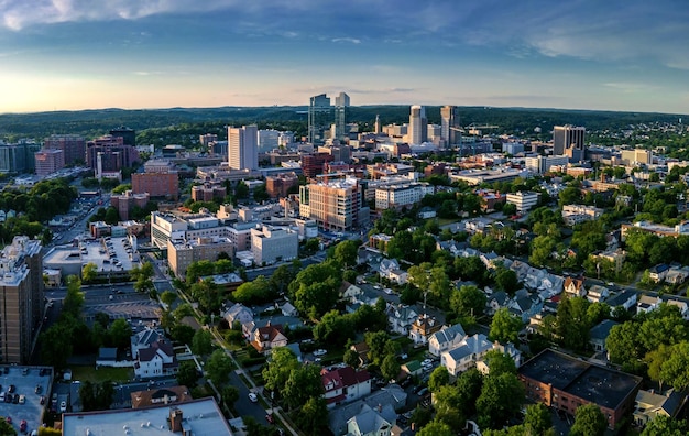 Paisagem aérea de White Plains, Nova Iorque