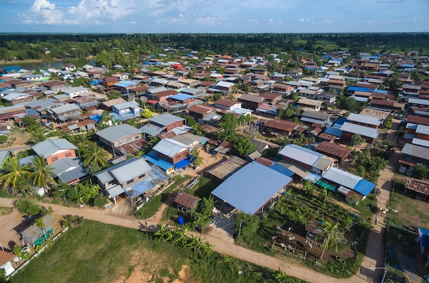 Paisagem aérea país aldeia Tailândia