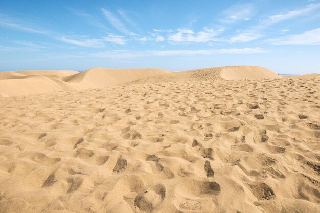 Paisagem africana do deserto de dunas de areia na Espanha da ilha de Gran Canaria