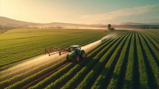 Foto paisagem agrícola de campo de trigo verde