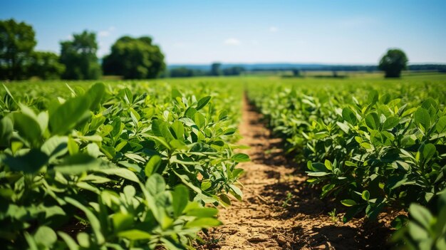 Paisagem agrícola de cultivo de soja em amadurecimento