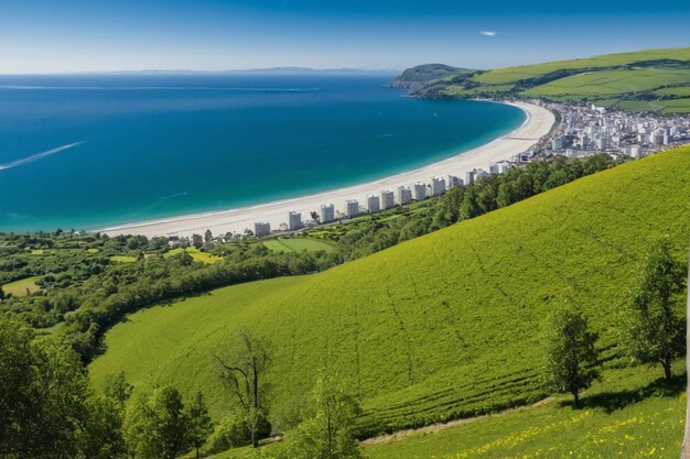 Paisagem ao ar livre paisagem natural montanhas distantes encostas próximas grama verde flores amarelas