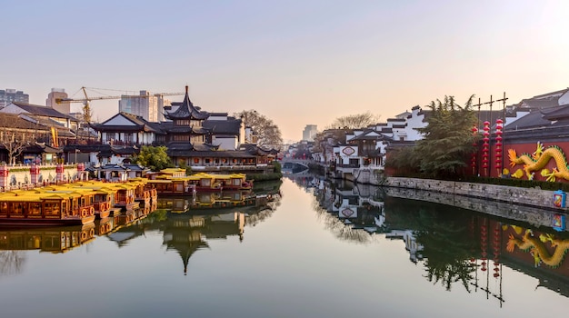 Paisagem arquitetônica antiga do Rio Qinhuai em Nanjing