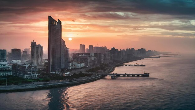 Foto paisagem arquitetônica da costa de qingdao panorama do horizonte