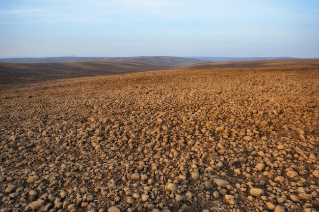 Paisagem com campos e colinas