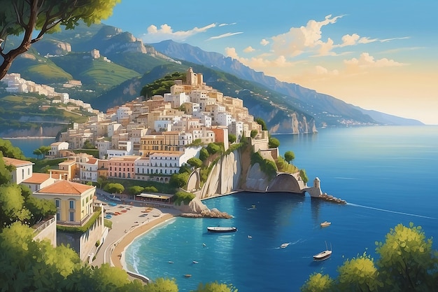 Paisagem com costa de Amalfi