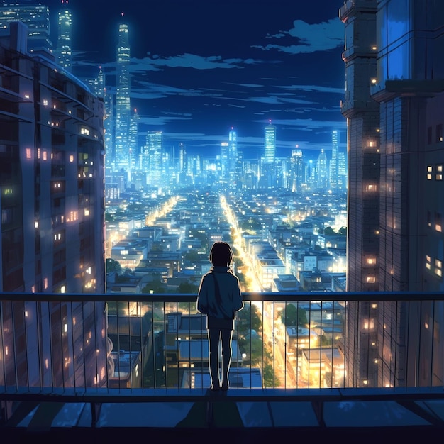 paisagem com estilo Makoto Shinkai