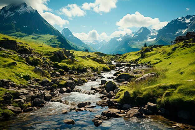 Paisagem com IA geradora do céu