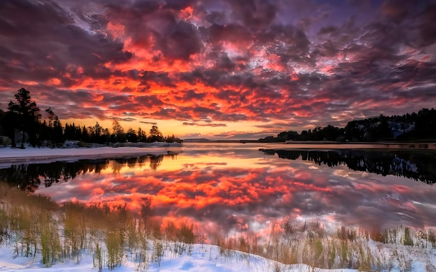 paisagem com lago ai gerado