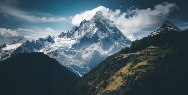 Foto paisagem com neve e montanhas uma foto de uma montanha coberta de neve à distância