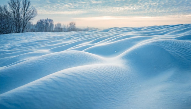 paisagem com ondas de neve sob um céu azul sereno evocando tranquilidade e beleza sazonal