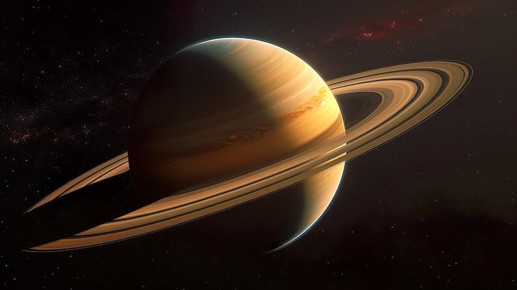 Foto paisagem com saturno planeta no céu com estrelas fantasia espaço papel de parede com planeta sobre a terra scifi