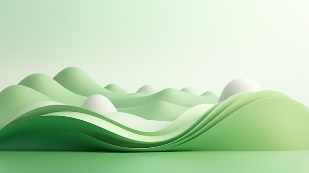 Paisagem cortada em papel verde com colinas e curvas de montanha