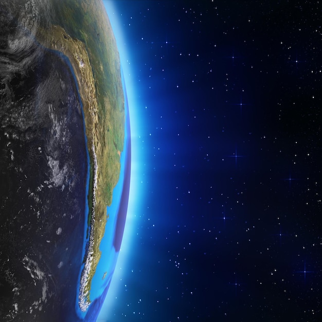 Foto paisagem da américa do sul a partir do espaço elementos desta imagem fornecidos pela nasa renderização 3d