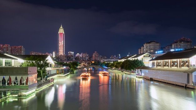 Paisagem da cidade de Wenzhou Cenário noturno