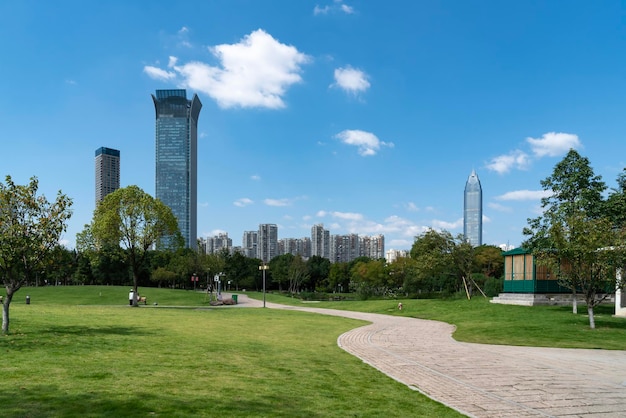 Paisagem da cidade de wenzhou com vista para a rua