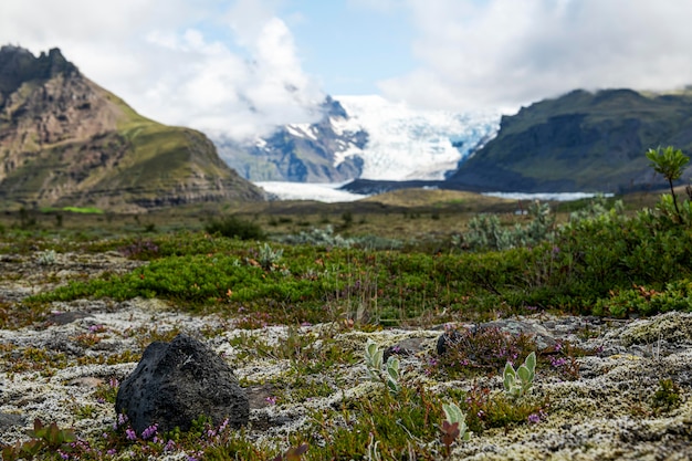 Paisagem da Islândia com belas planícies