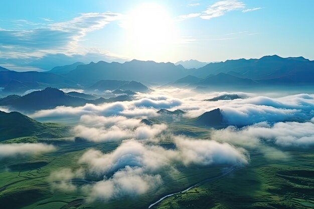 Paisagem da Islândia com montanhas e nuvens cinzentas Arte gerativa de IA Belas vistas dramáticas