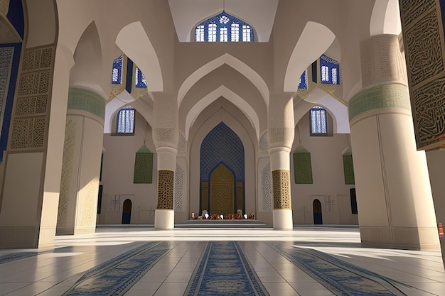 Foto paisagem da mesquita atmosfera islâmica tranquila para reflexão espiritual arquitetura islâmica interior sereno da mesquita