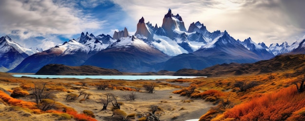 Foto paisagem da patagônia da montanha dos andes em torres del paine, chile