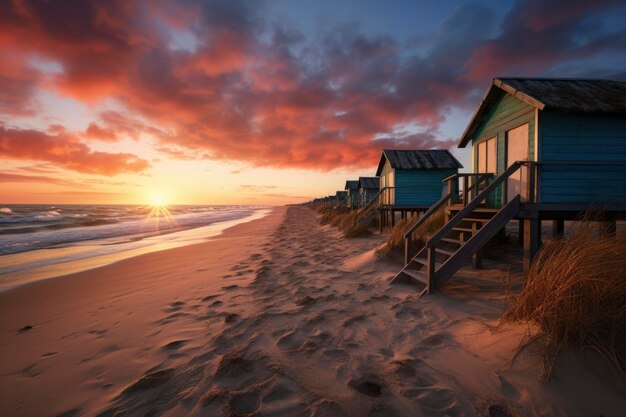 Paisagem da praia ao pôr-do-sol