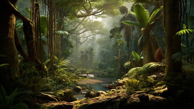 Paisagem da selva ilustração 3d