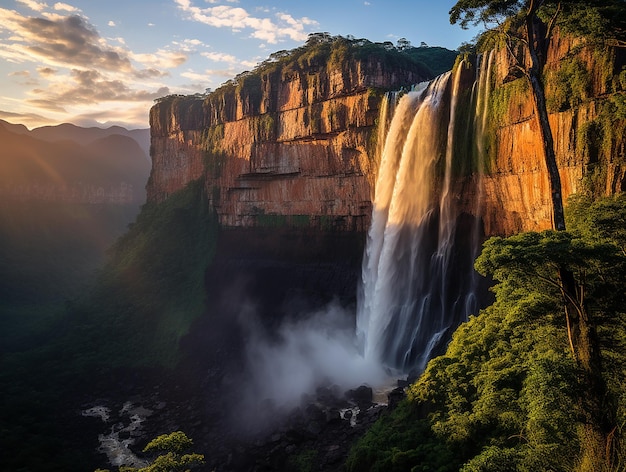 Paisagem de Angel Falls na Amazônia