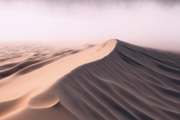 Paisagem de areia do deserto Vista cênica imaginária atmosférica Nuvens e tempestade de areia IA generativa