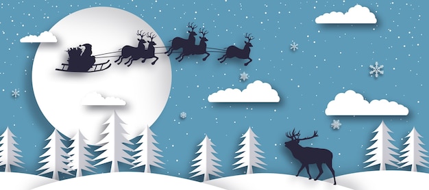 Paisagem de arte em papel de Natal e Feliz Ano Novo