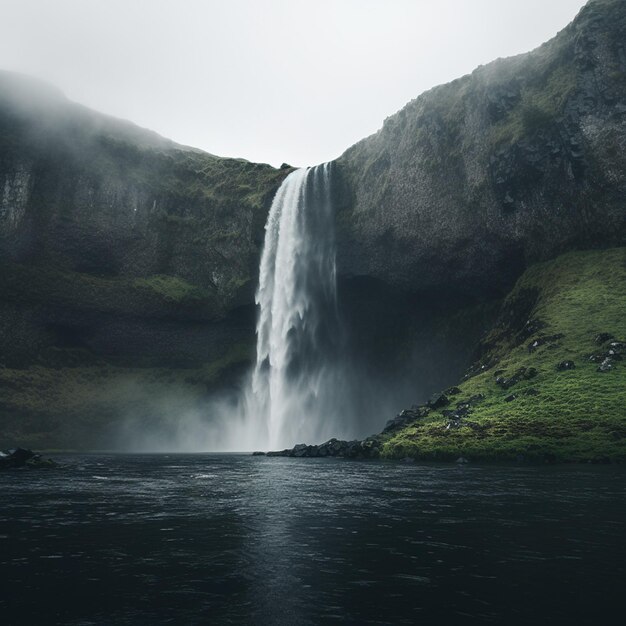 Paisagem de cachoeira nublada em cascata