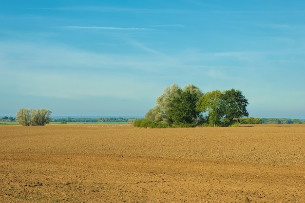 Paisagem de campo arado outono dia ensolarado temporada agricultura